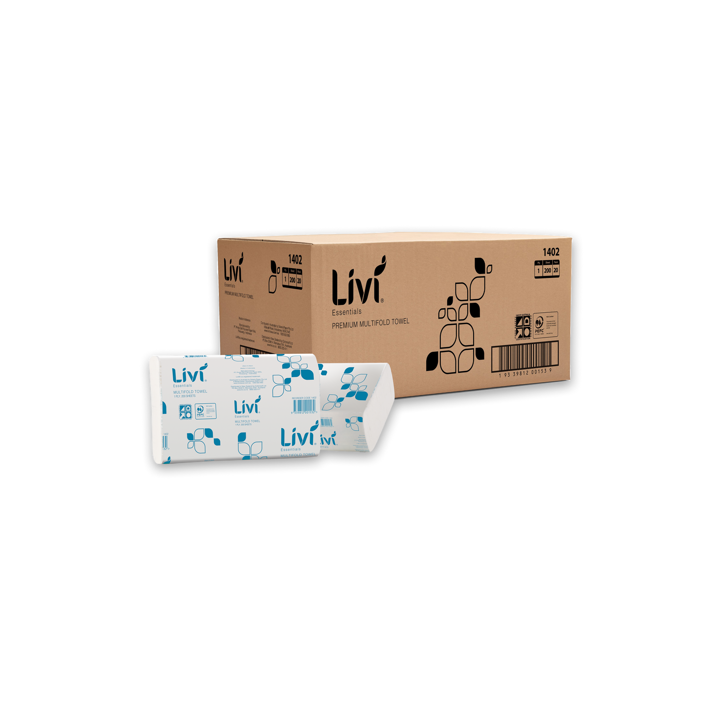 LIVI - PAPER TOWEL - INTERLEAVED MULTIFOLD - WHITE 225X230MM CTN