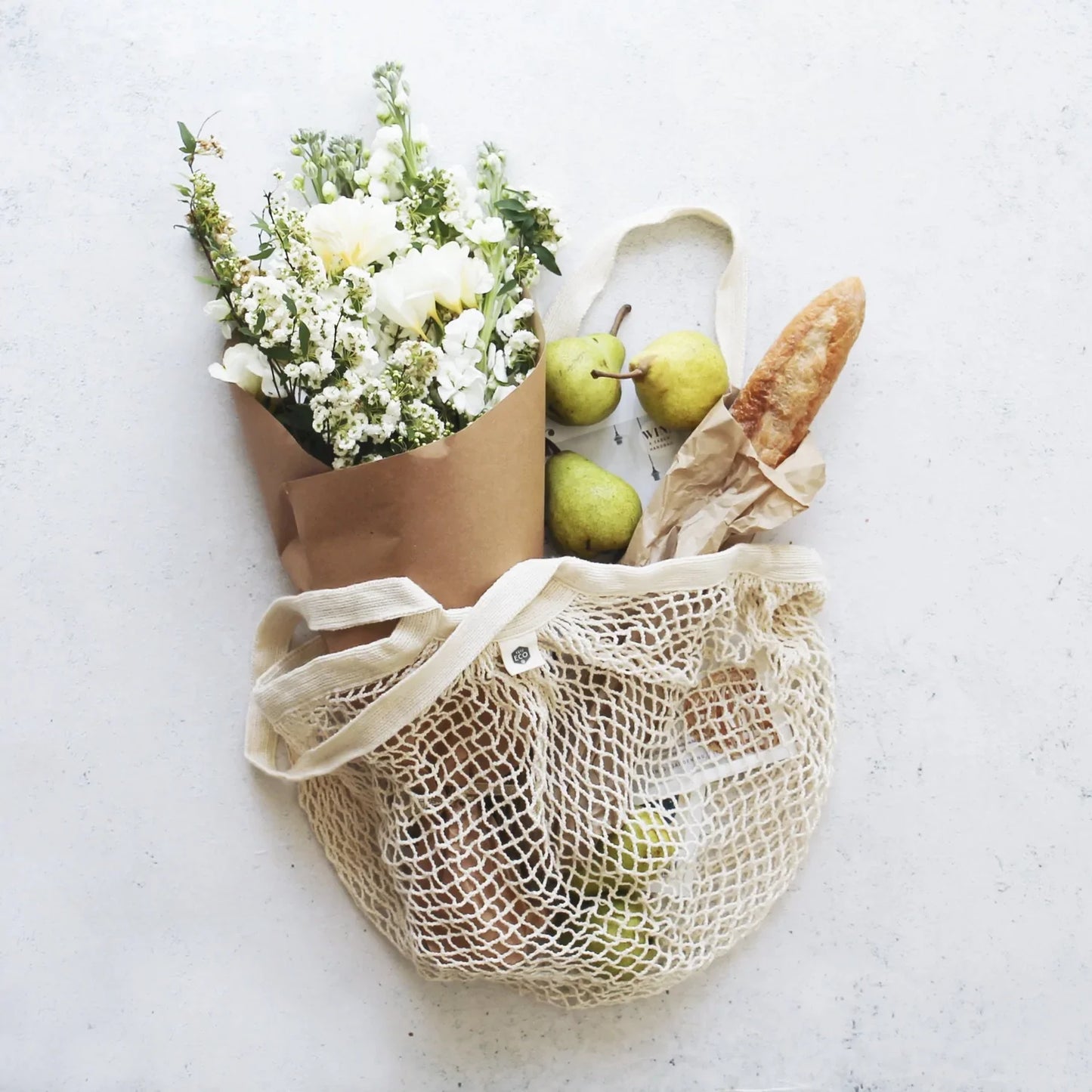 EVER ECO - ORGANIC COTTON NET TOTE BAG LONG HANDLE