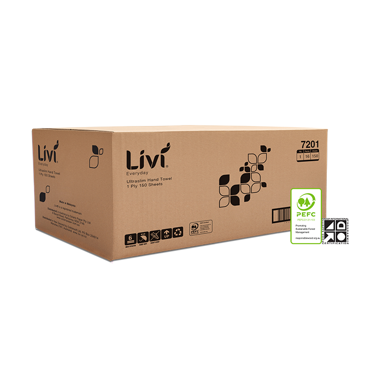 LIVI - PAPER TOWEL - INTERLEAVED ULTRASLIM 1 PLY - WHITE 225X230MM CTN
