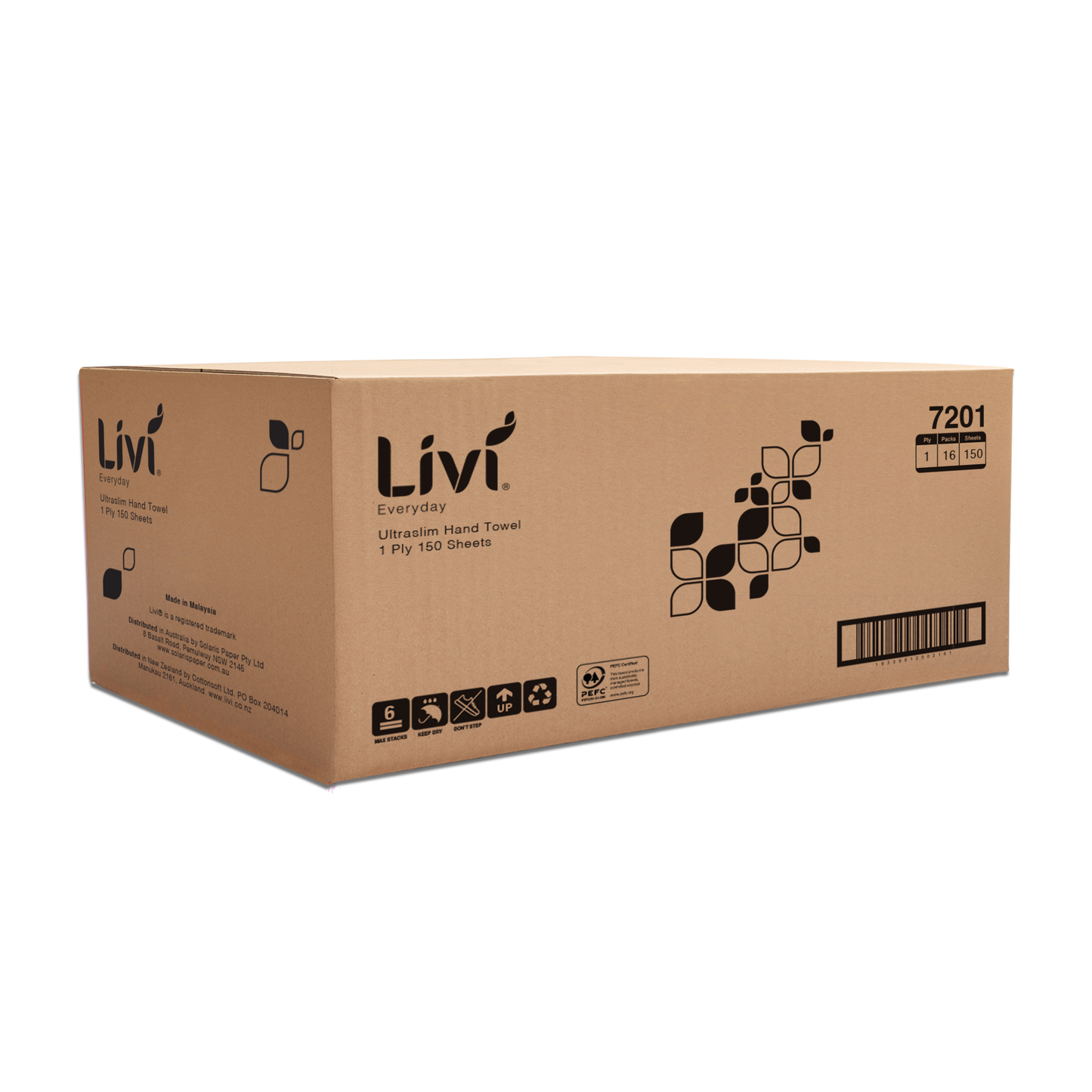 LIVI - PAPER TOWEL - INTERLEAVED ULTRASLIM 1 PLY - WHITE 225X230MM CTN