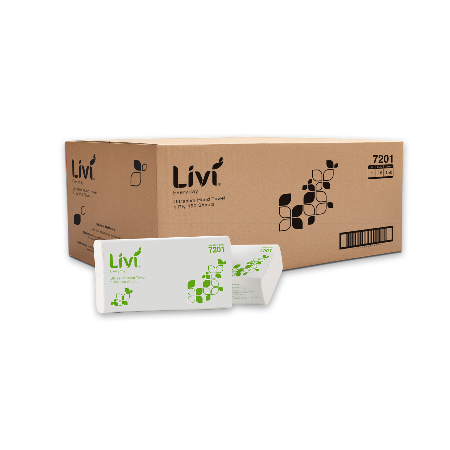LIVI - PAPER TOWEL - INTERLEAVED ULTRASLIM 1 PLY - WHITE 225X230MM CTN