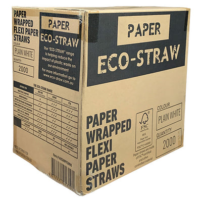 ECO STRAW - FLEXI PAPER STRAW - PAPER WRAPPED - 3 PLY - WHITE