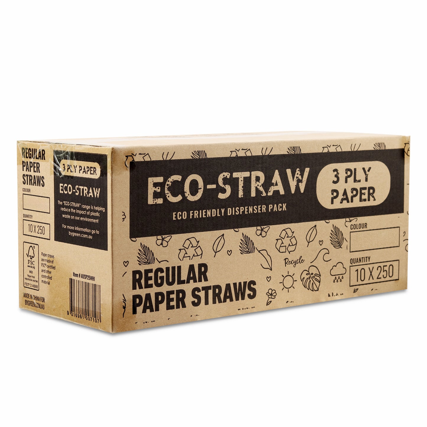 ECO STRAW - REGULAR - PAPER STRAW - 3 PLY - BLACK STRIPE