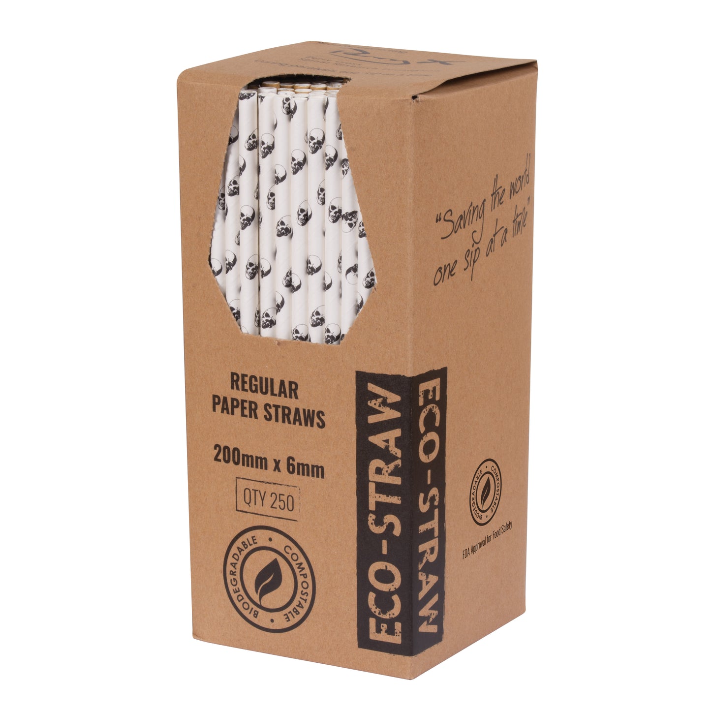 ECO STRAW - REGULAR - PAPER STRAW - 3 PLY - SKULL PRINT