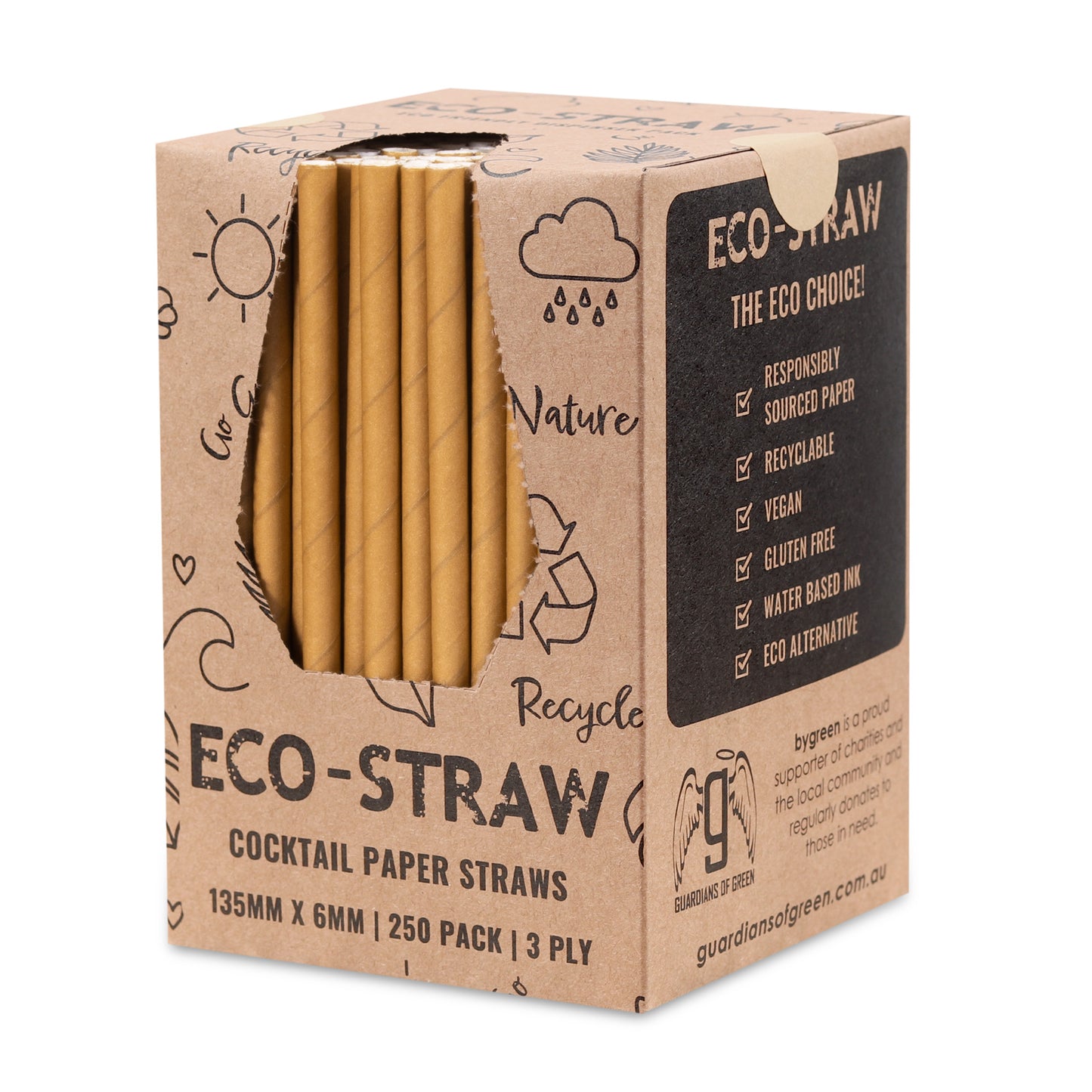 ECO STRAW - COCKTAIL - PAPER STRAW - 3 PLY - KRAFT