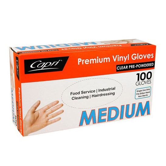 GLOVES - POWDERED - CLEAR - MEDIUM