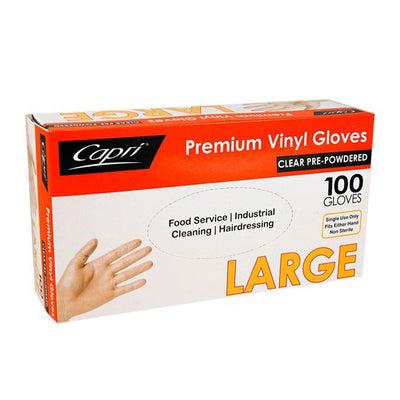 GLOVES - POWDERED - CLEAR - LARGE - 100PC