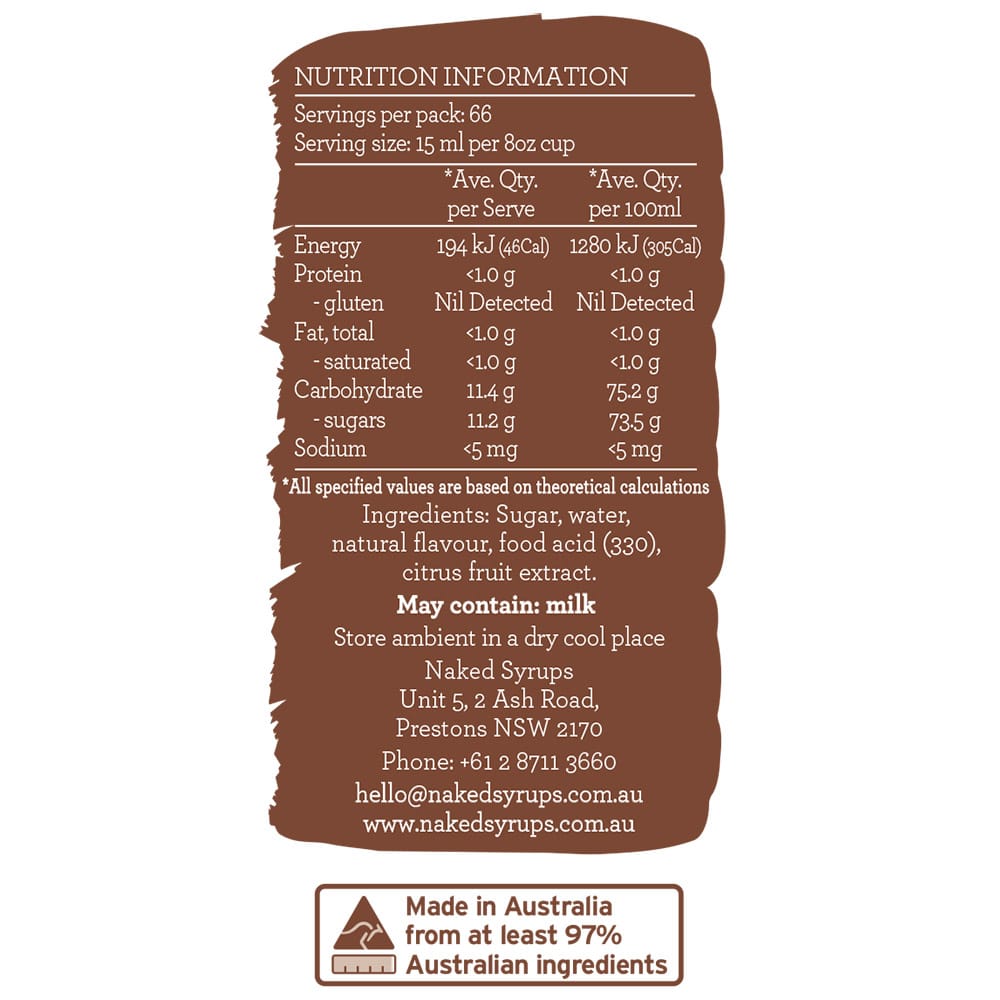 NAKED SYRUPS - CARAMEL SYRUP FLAVOURING 1 LTR