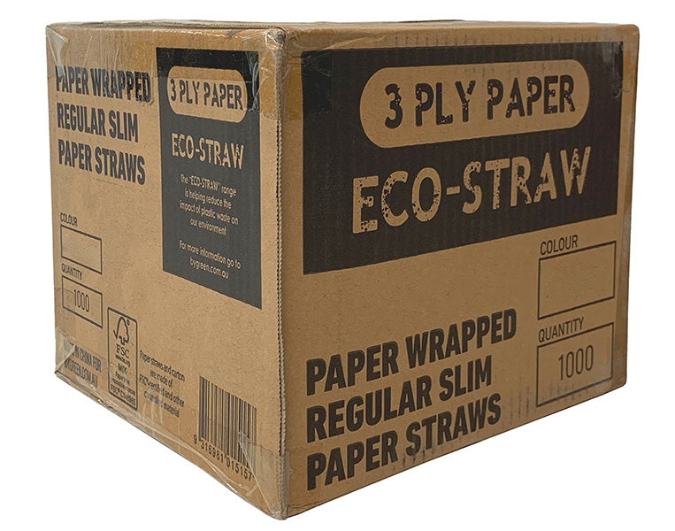 ECO STRAWS - REGULAR SLIM PAPER WRAPPED - 3 PLY - WHITE