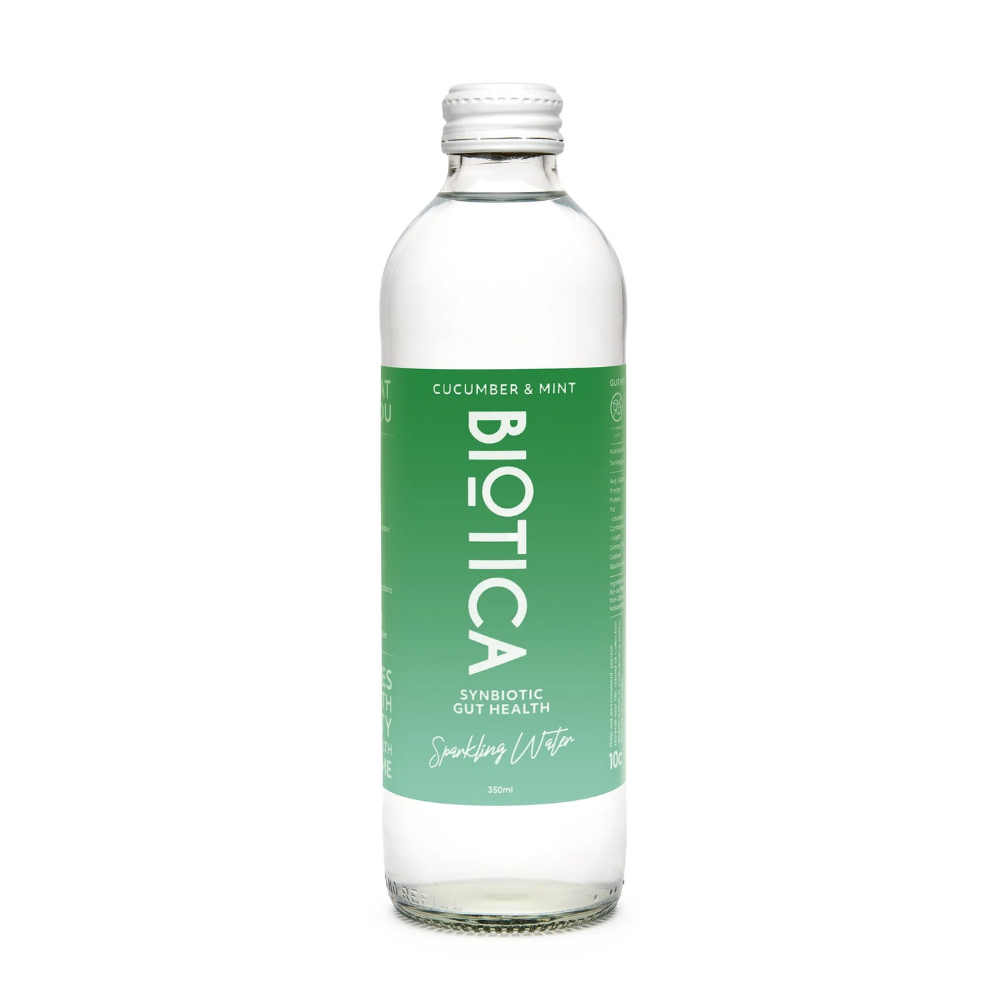 BIOTICA WATER - PROBIOTIC SPARKLING WATER - CUCUMBER MINT - GLASS BOTTLE 350ml (CTN 12)