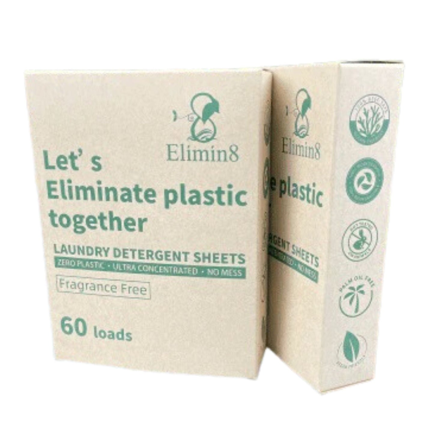 ELIMIN8 FRAGRANCE FREE LAUNDRY DETERGENT SHEETS 60 PK
