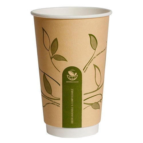 CUP - DOUBLE WALLED - PLA - KRAFT BROWN - 16oz / 480ml - 90mm Ø