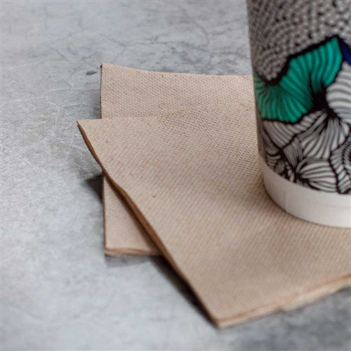NAPKIN - COCKTAIL 1/4 FOLD - RECYCLED KRAFT - 1 PLY