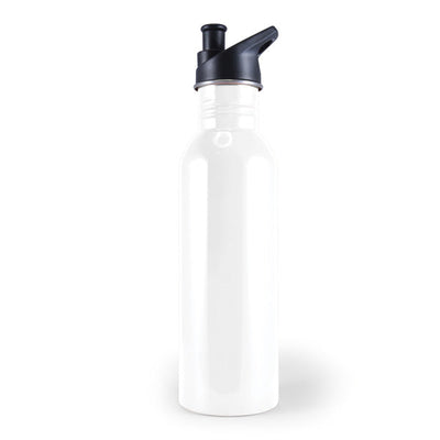 GO GREEN - REUSABLE SPORTS BOTTLE - STAINLESS STEEL - 800ML - WHITE