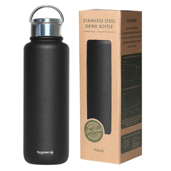 GO GREEN - REUSABLE WATER BOTTLE - 936ML - SLATE