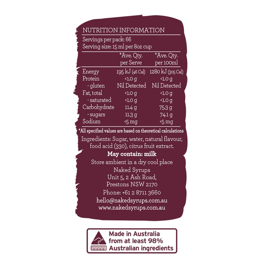 NAKED SYRUPS - HAZELNUT SYRUP FLAVOURING 1 LTR