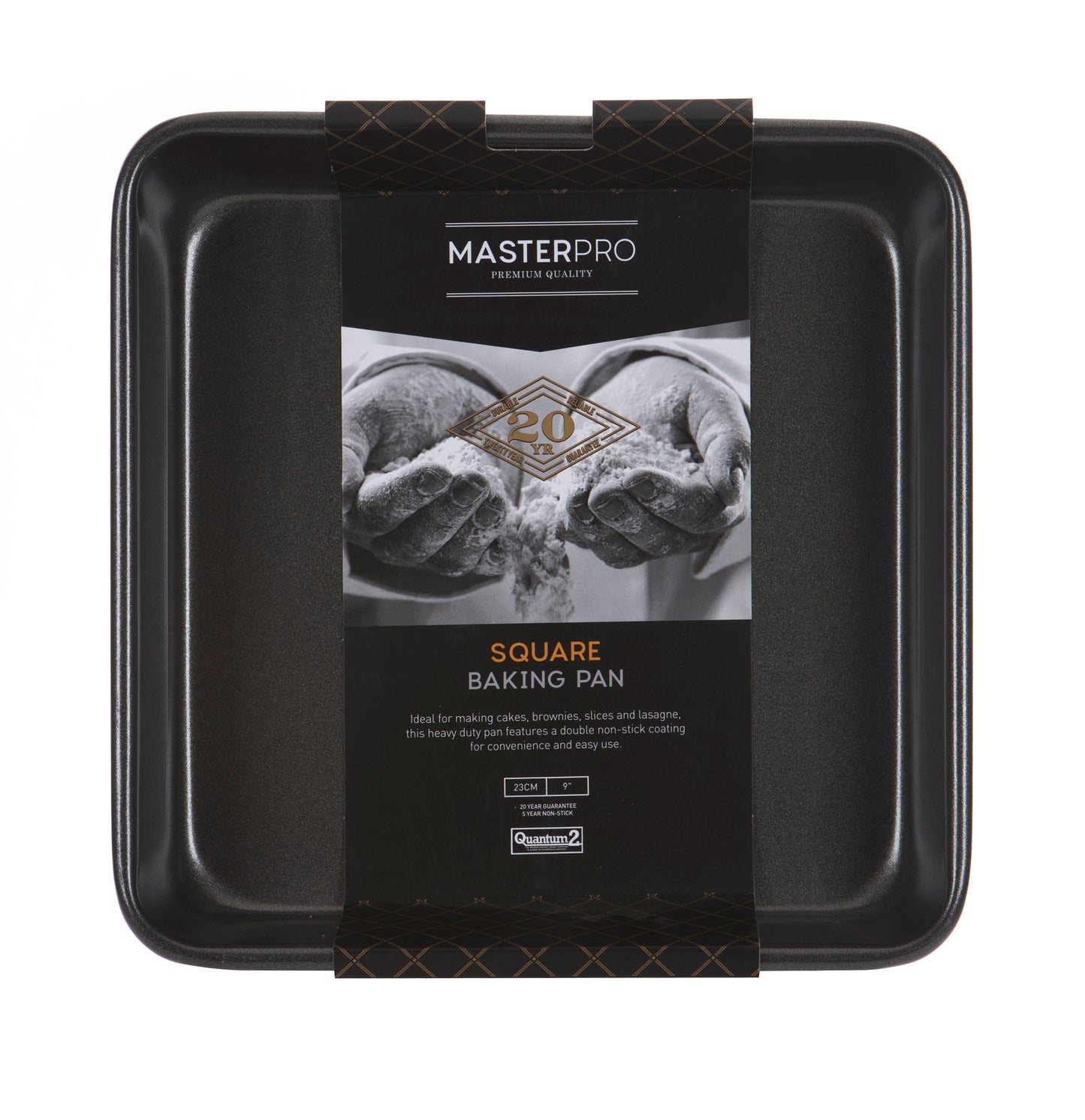 MASTERPRO - NON STICK SQUARE BAKE PAN - BLACK - 23x23x4.5cm
