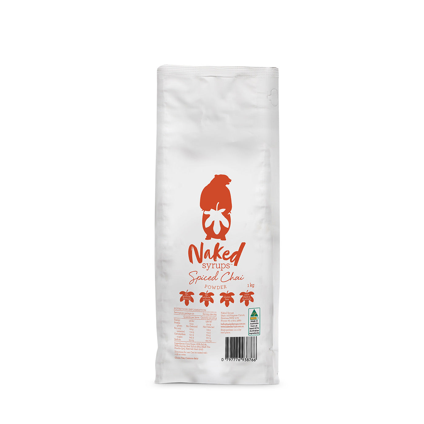 NAKED SYRUPS - SPICED CHAI LATTE POWDER - 1 KG