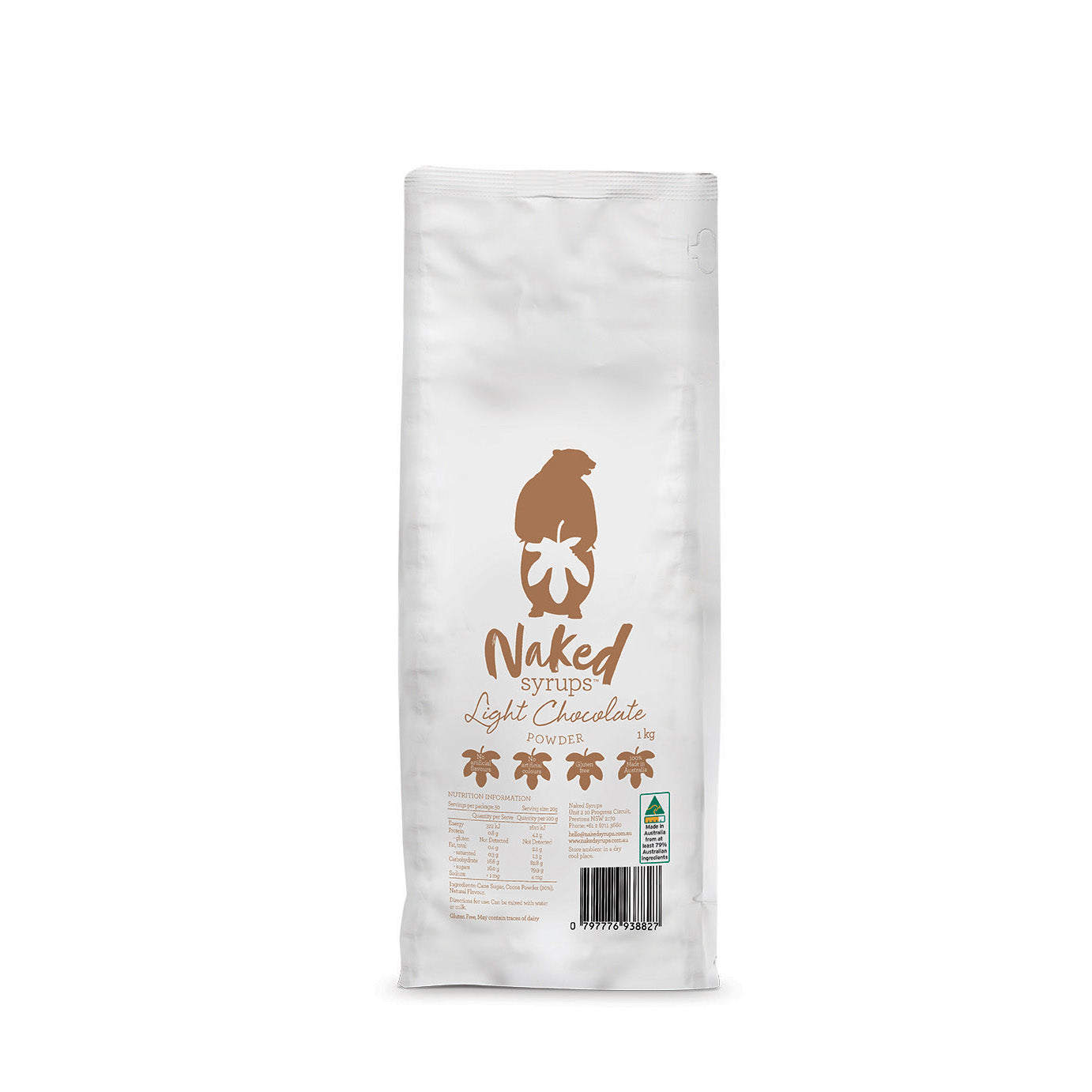 NAKED SYRUPS - LIGHT CHOCOLATE POWDER - 1 KG