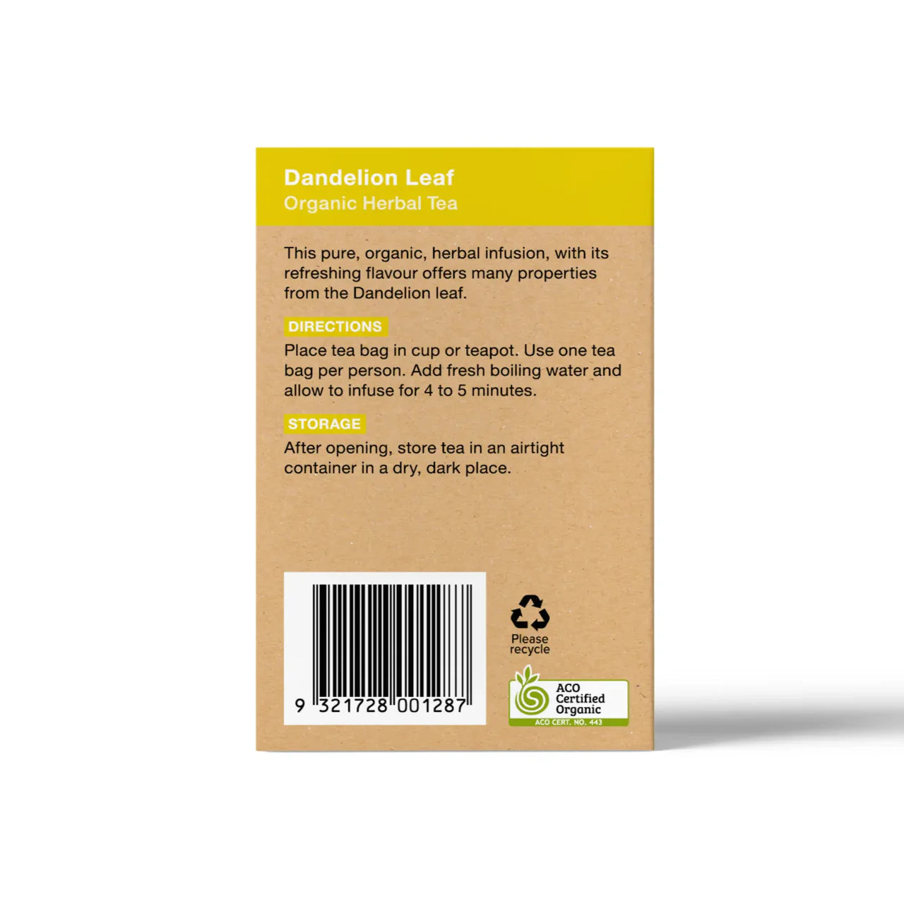 PLANET ORGANIC - DANDELION LEAF TEA BAGS - 25 BAGS