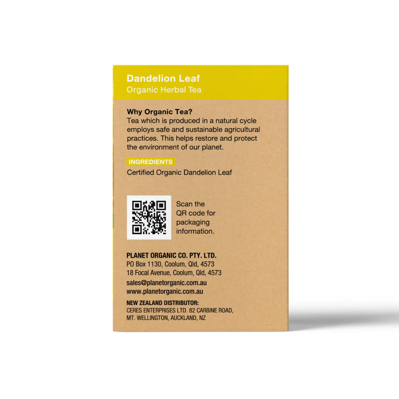 PLANET ORGANIC - DANDELION LEAF TEA BAGS - 25 BAGS