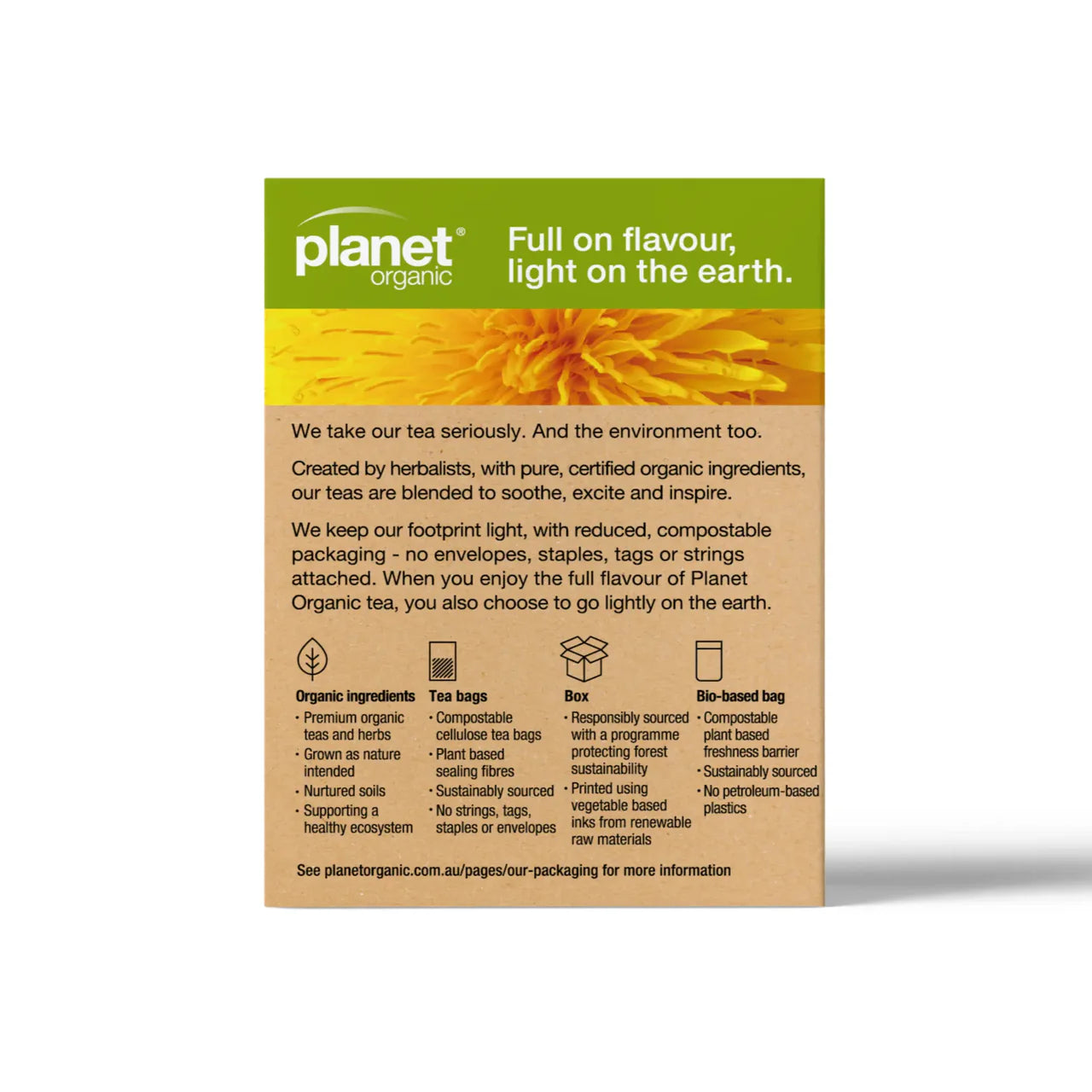 PLANET ORGANIC - DANDELION LEAF TEA BAGS - 25 BAGS