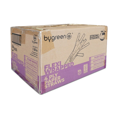 STRONG STRAWS - 4 PLY FLEXI PAPER STRAW WRAPPED - WHITE
