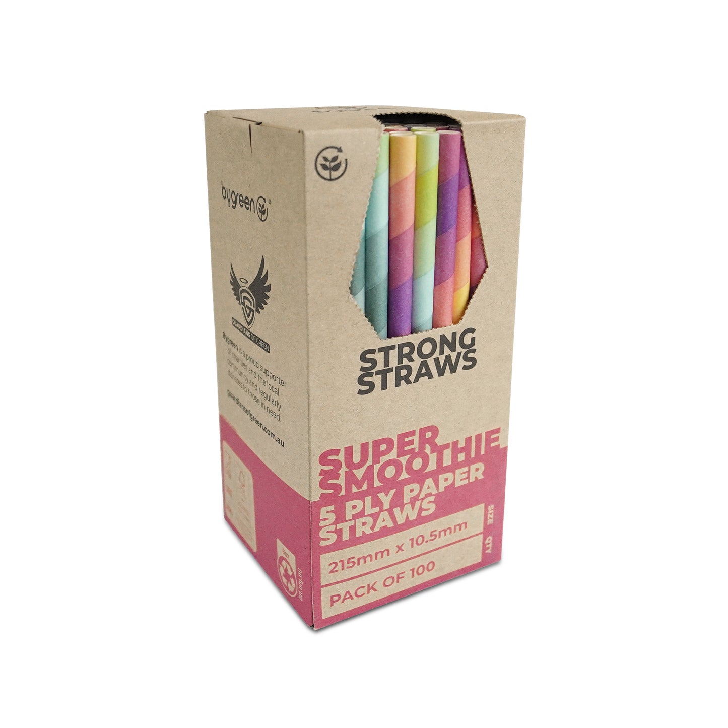STRONG STRAWS - 5 PLY SUPER SMOOTHIE PAPER STRAW - MIXED COLOURS