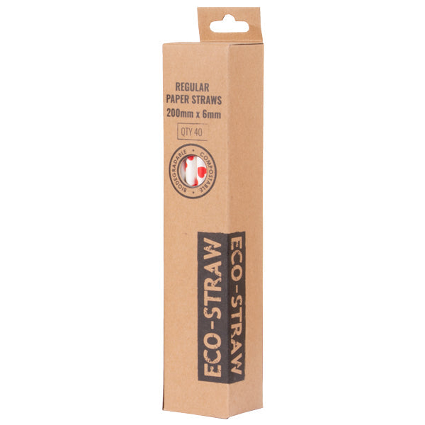 ECO-STRAW - PAPER STRAW - RETAIL PACKS - RED STRIPE