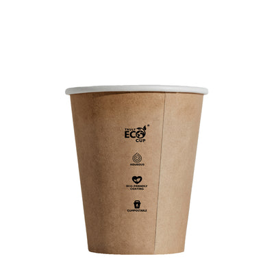 CUP - SINGLE WALLED - AQUEOUS - KRAFT BROWN - 10oz / 300ml - 80mm Ø