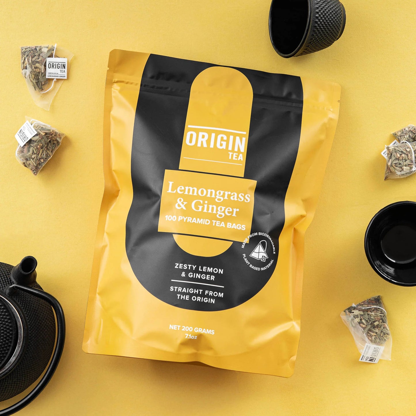 ORIGIN TEA - PYRAMID TEA BAGS - LEMONGRASS & GINGER - PACK 100