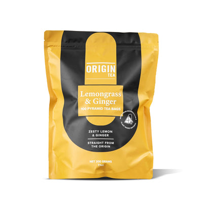ORIGIN TEA - PYRAMID TEA BAGS - LEMONGRASS & GINGER - PACK 100