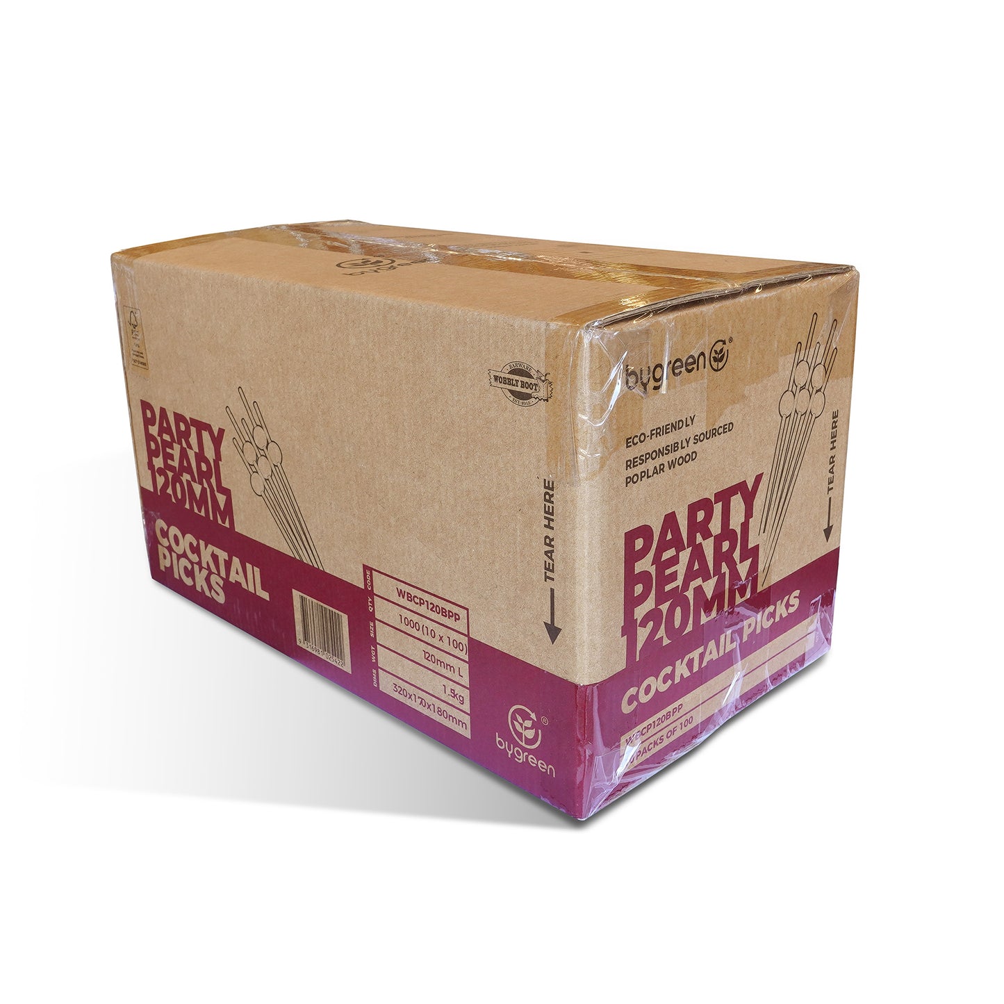 WOBBLY BOOT BAR WARE - COCKTAIL PICKS - BEADED - 120MM - PARTY PEARL