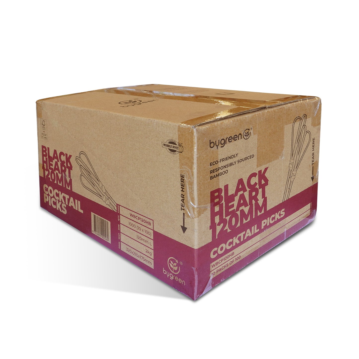 WOBBLY BOOT BARWARE - HEART SHAPE - 120MM - BLACK