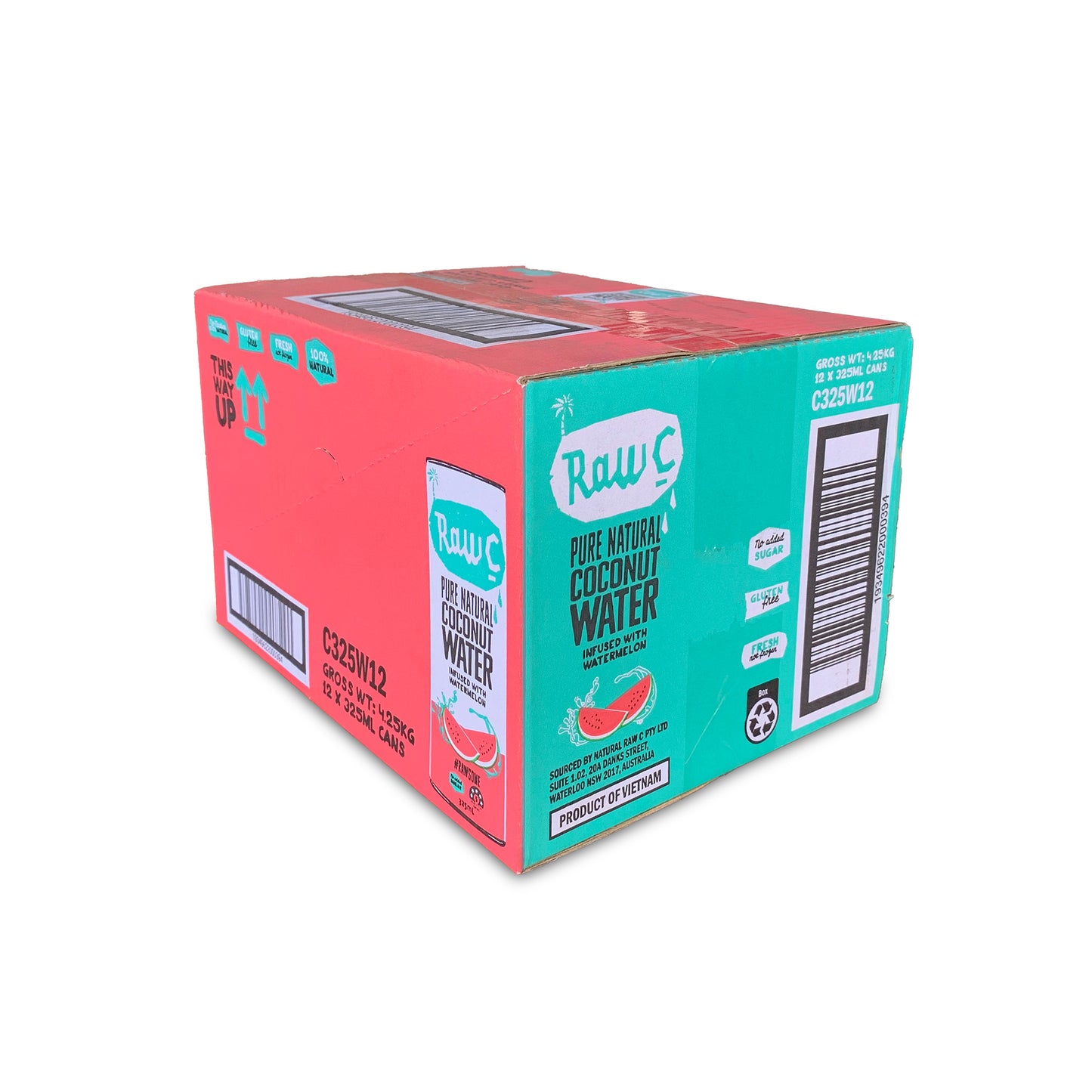 RAW C - COCONUT WATER - WATERMELON CAN 325ML (CTN 12)