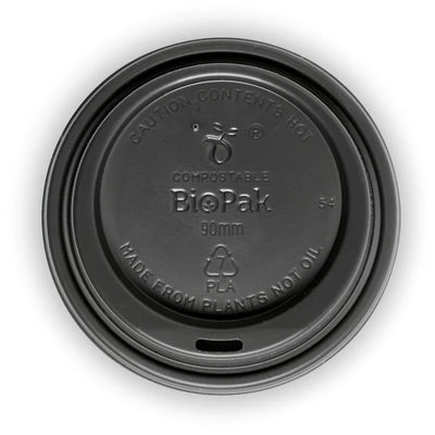 COFFEE CUP LID - PLA - BLACK - 90MM LARGE - 8/12/16oz