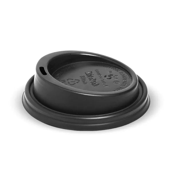 COFFEE CUP LID - PLA - BLACK - 80MM - 6-10oz