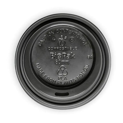 COFFEE CUP LID - PLA - BLACK - 80MM - 6-10oz