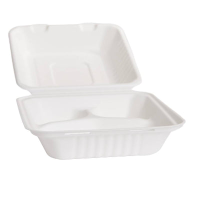 DINNER BOX - HI TOP - 3 COMPARTMENT - SUGAR CANE