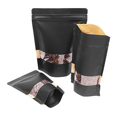 PB2 - BLACK POUCH BAG WITH WINDOW - 250G