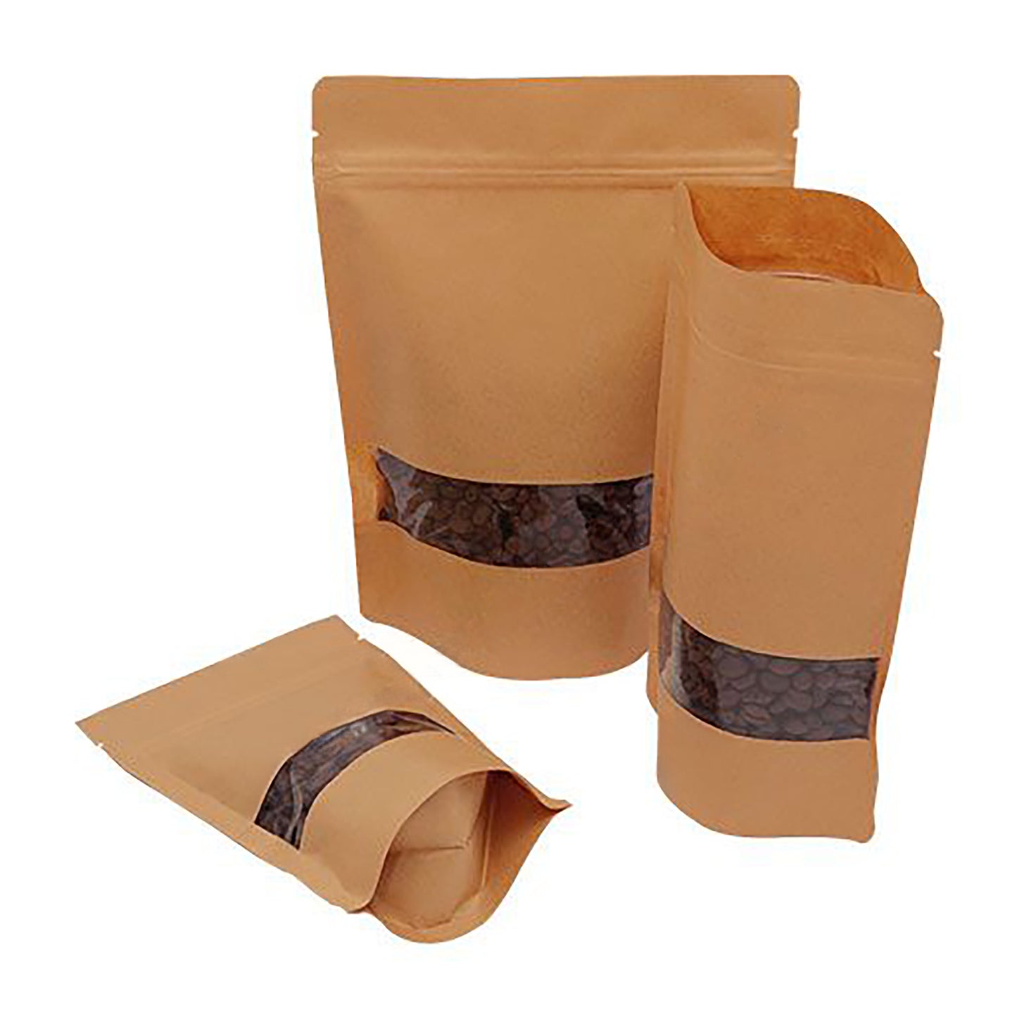 PB4 - KRAFT BROWN POUCH BAG WITH WINDOW - 1KG