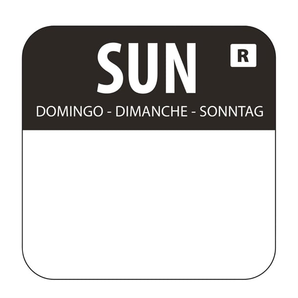 DAY DOT FOOD PREP LABELS - 24MM - SUNDAY