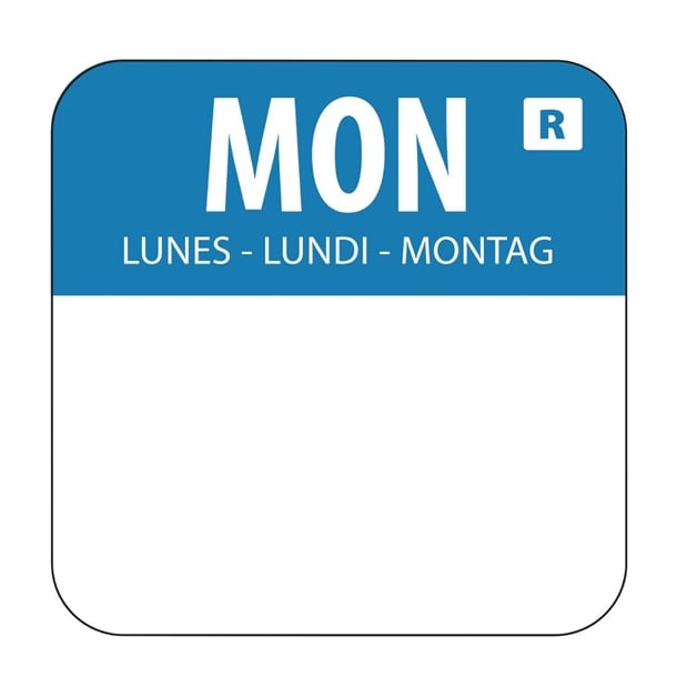 DAY DOT FOOD PREP LABELS - 24MM - MONDAY