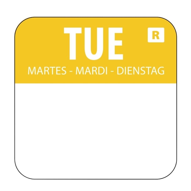 DAY DOT FOOD PREP LABELS - 24MM - TUESDAY