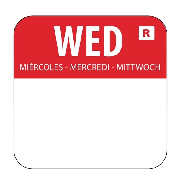 DAY DOT FOOD PREP LABELS - 24MM - WEDNESDAY