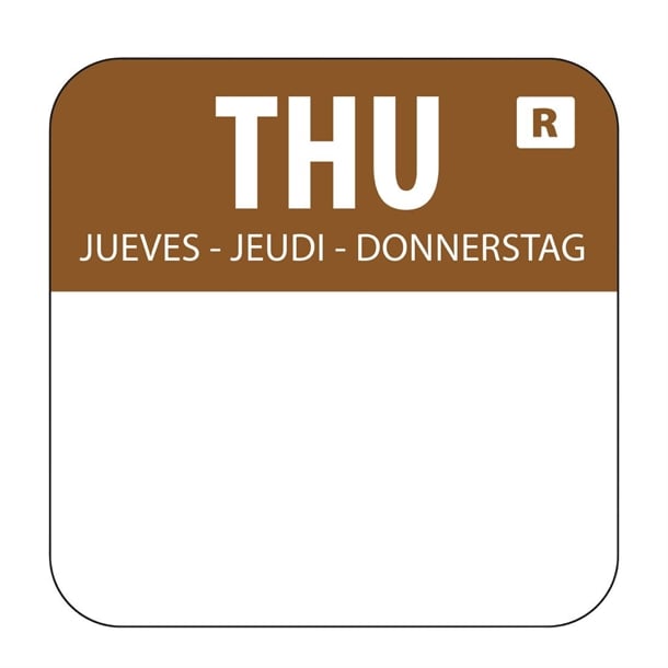 DAY DOT FOOD PREP LABELS - 24MM - THURSDAY