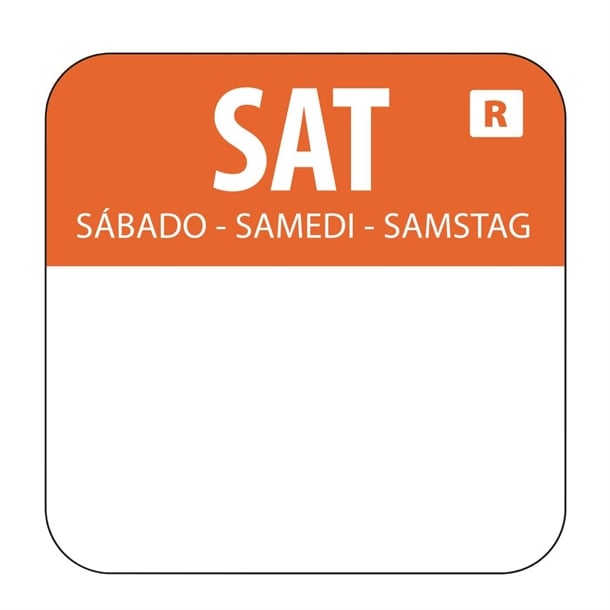 DAY DOT FOOD PREP LABELS - 24MM - SATURDAY