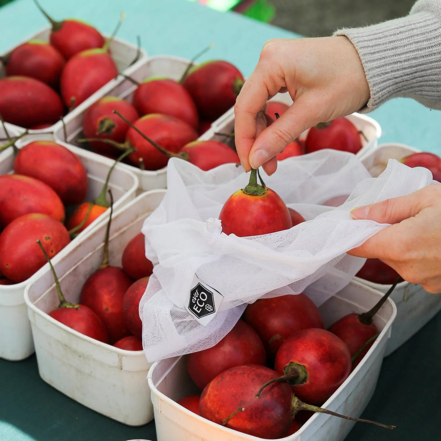 EVER ECO - REUSABLE FRUIT AND VEGE BAGS + STORAGE POUCH - 8 PACK