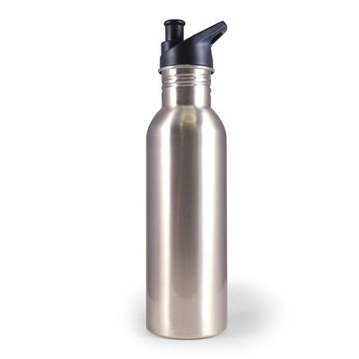 GO GREEN - REUSABLE SPORTS BOTTLE - STAINLESS STEEL - 800ML - SILVER