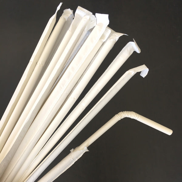 ECO STRAW - FLEXI PAPER STRAW - PAPER WRAPPED - 3 PLY - WHITE